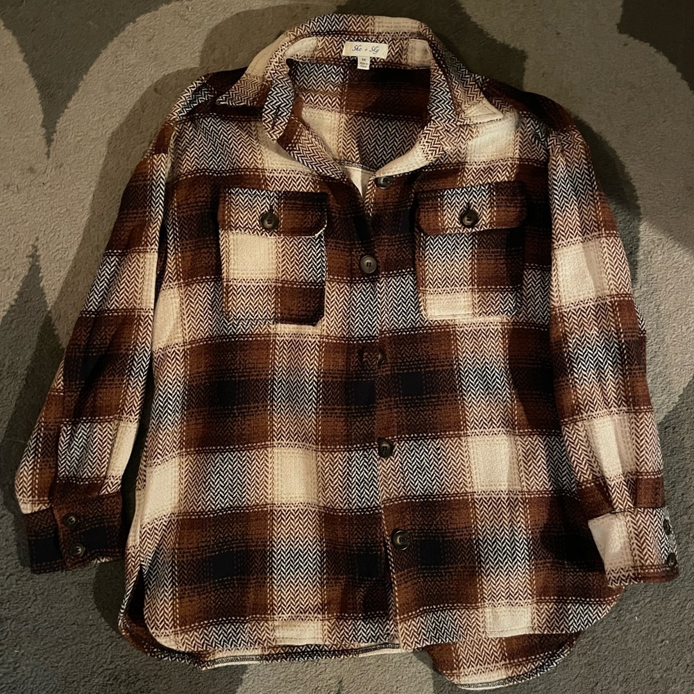 She & Sky Plaid Button-down